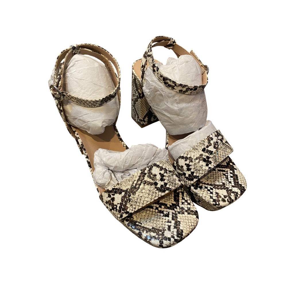 Pop Casen Snakeskin Print Platform Block Heel Sandals Square Toe women's 9.5M